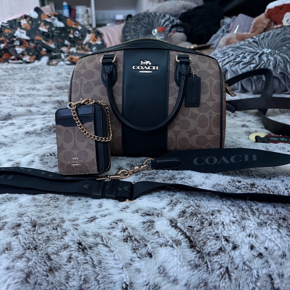 Coach Tan and Black Women's Satchel